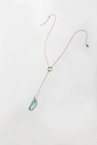 Lyra Crystal Necklace - “Aqua Aura Quartz”