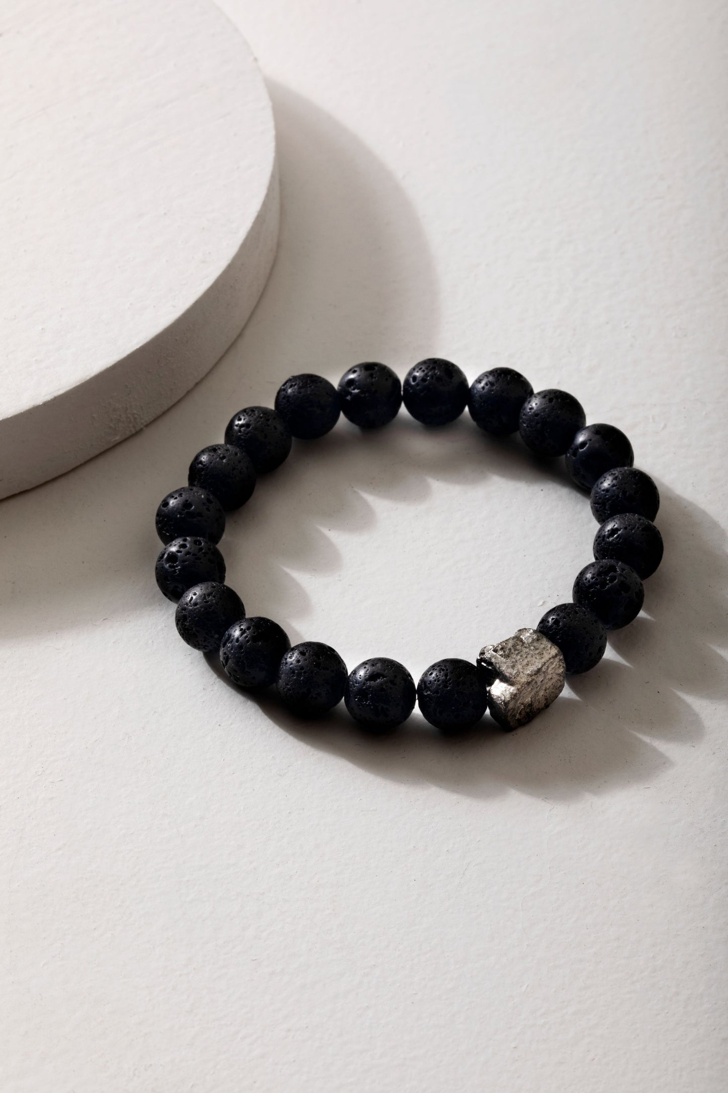 Callisto Bracelet (Raw Pyrite & Volcanic Rock)
