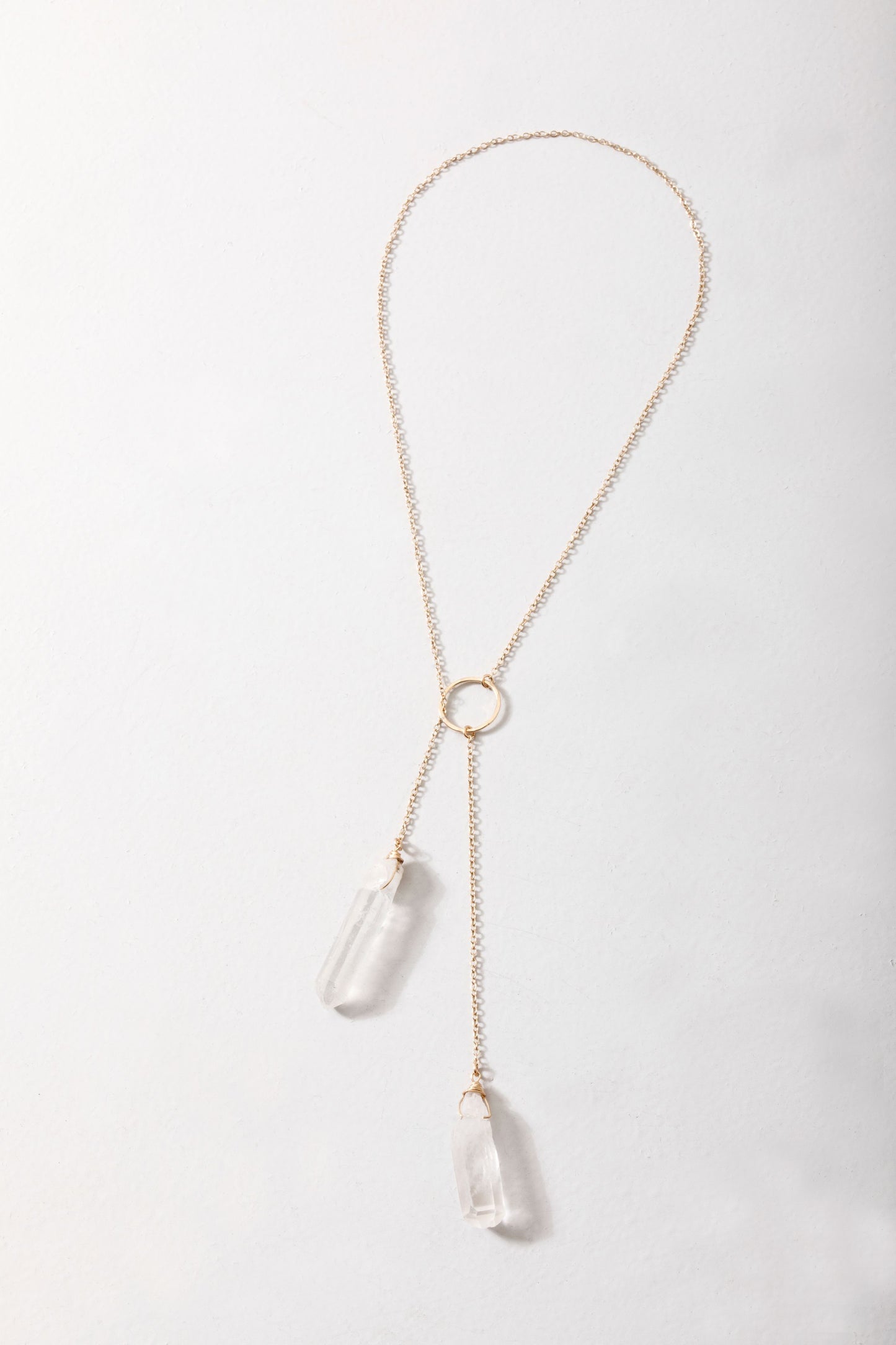 Crystal Lariat Necklace - Clear Quartz