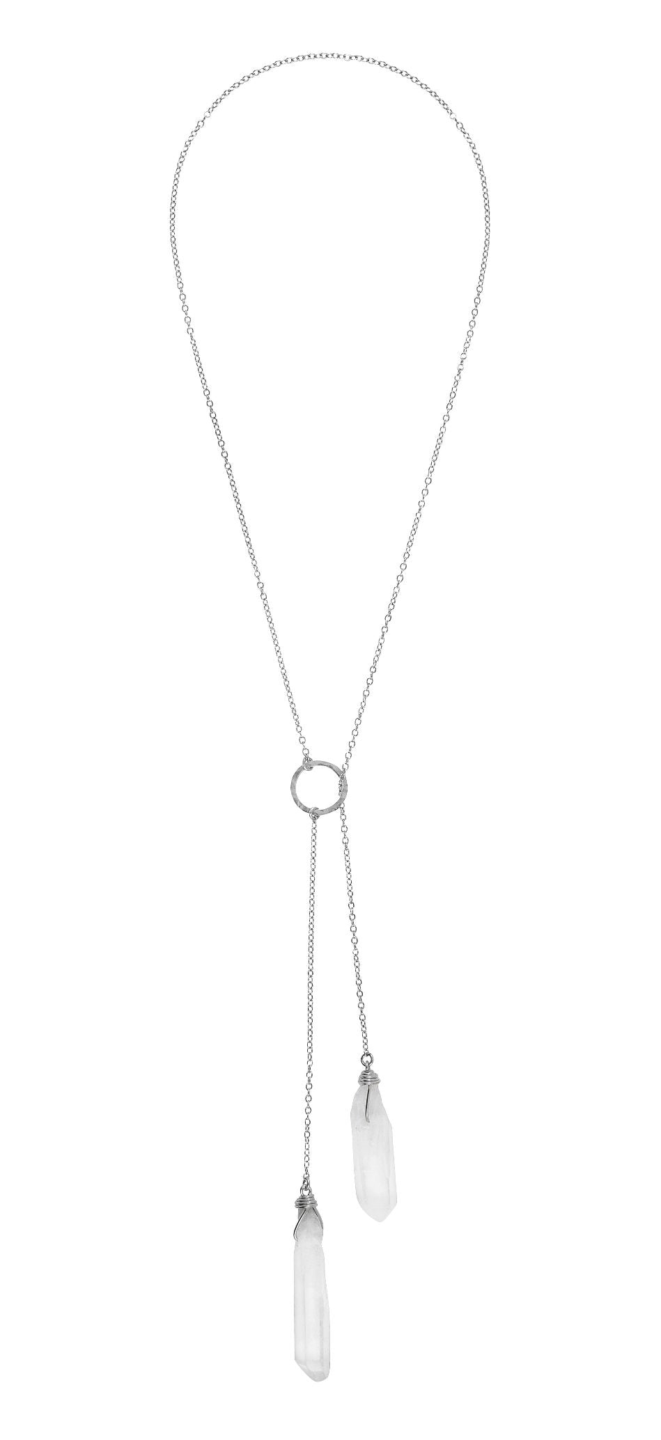 Crystal Lariat Necklace - Clear Quartz