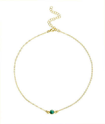 Dainty Gemstone Choker - Emerald