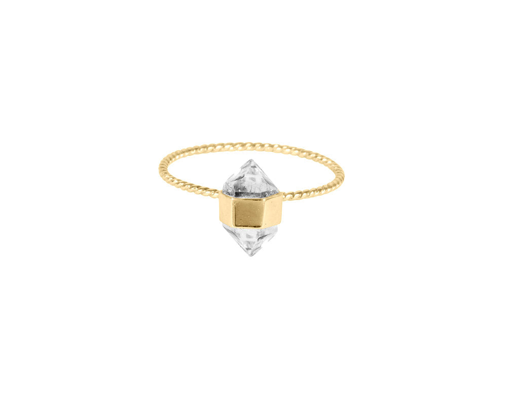 Herkimer Diamond Twisted Ring