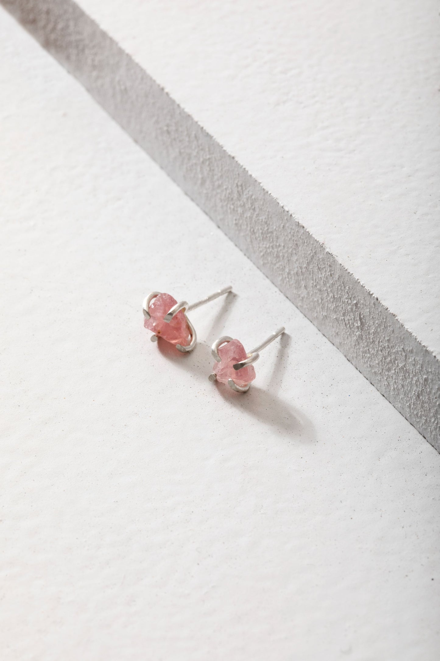 Raw Rose Quartz Studs