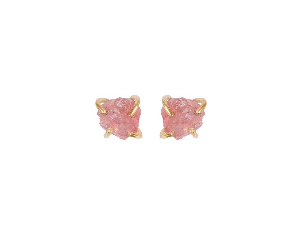 Raw Rose Quartz Studs