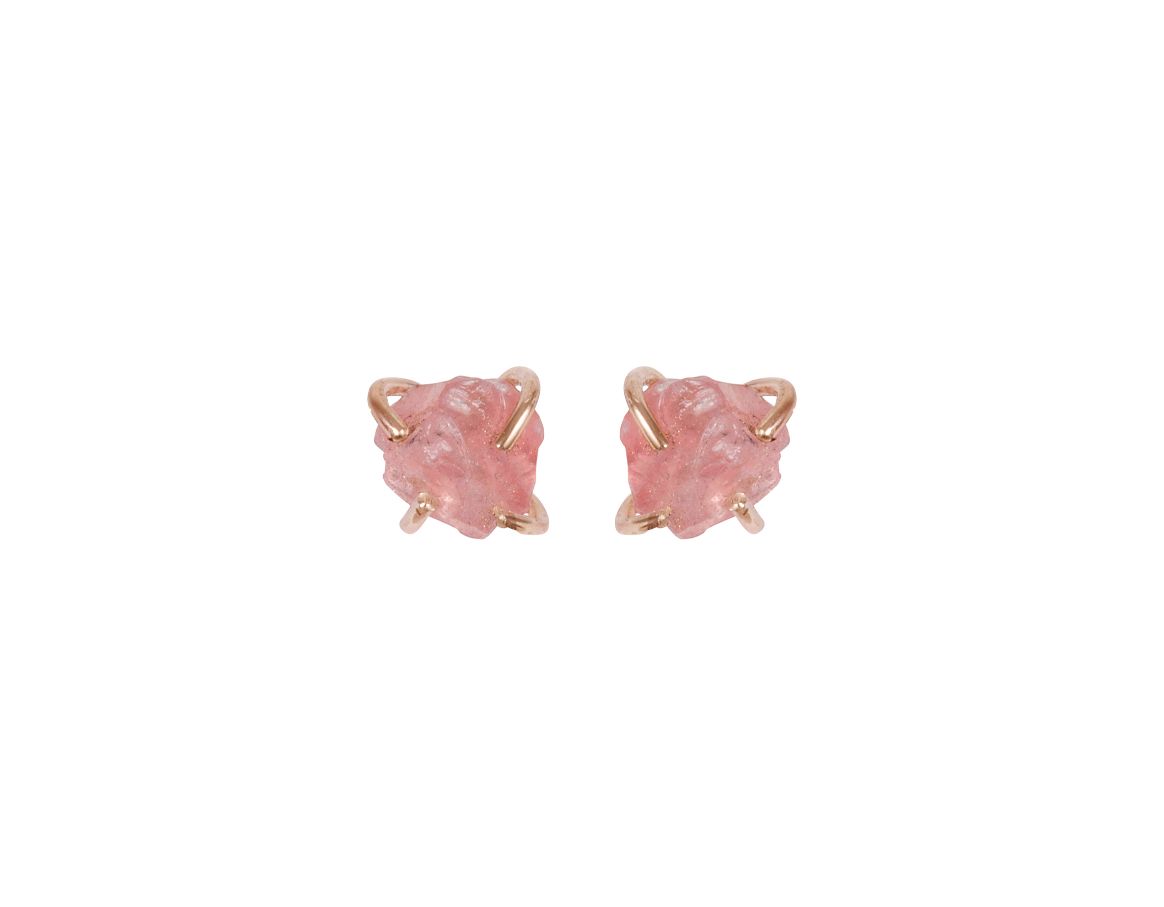 Raw Rose Quartz Studs