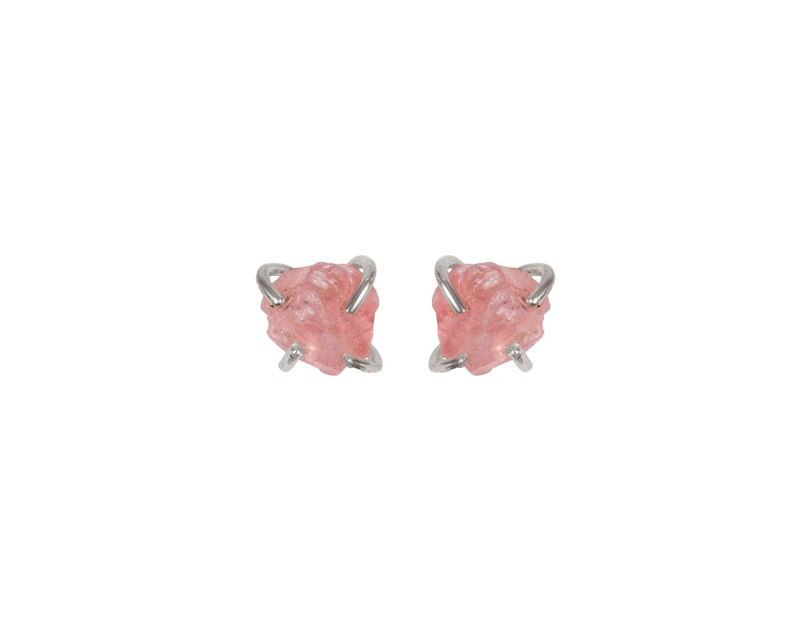 Raw Rose Quartz Studs