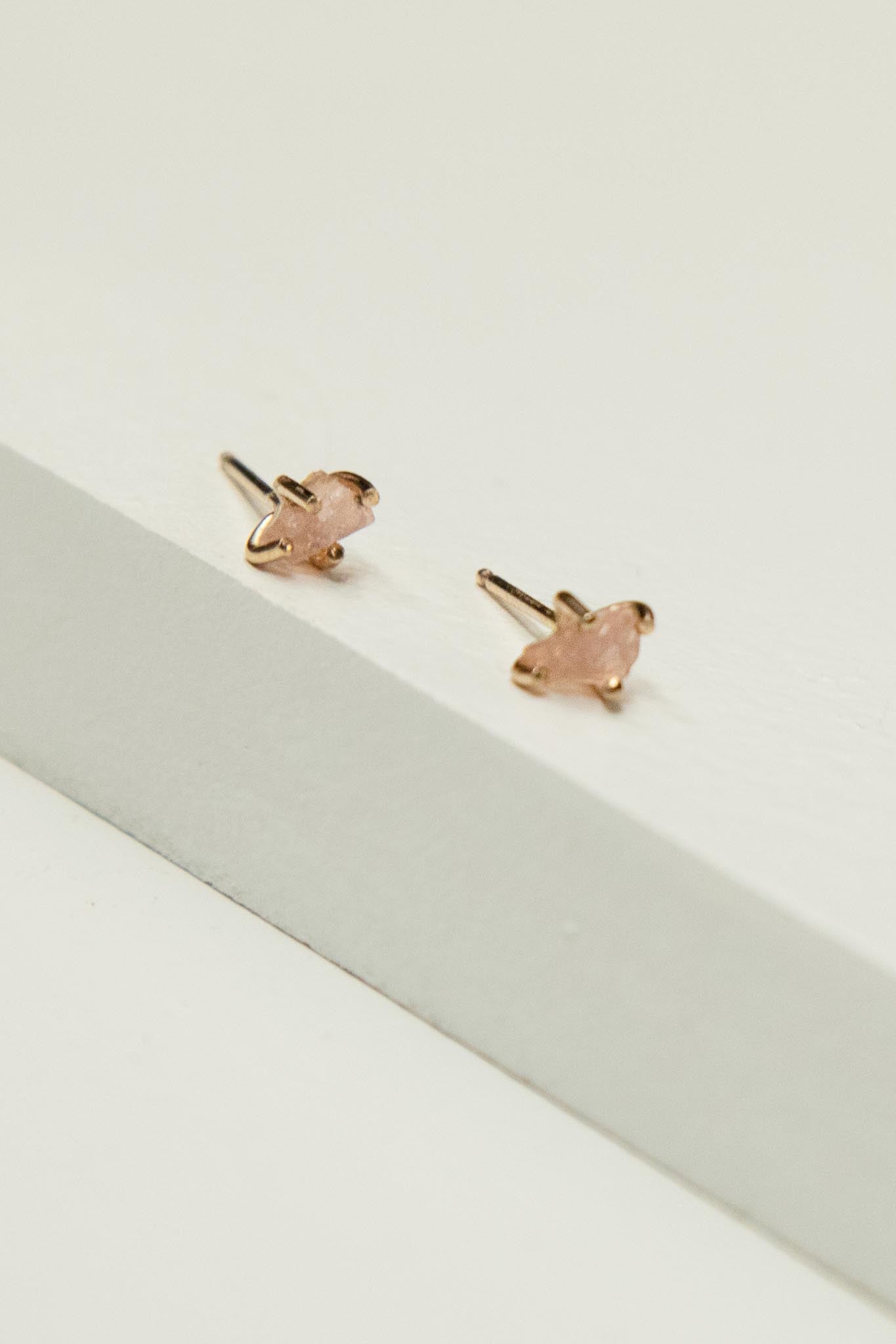 Raw Rose Quartz Studs