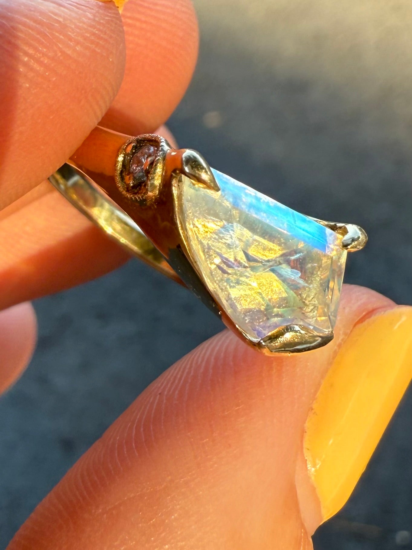 Moonstone Diamond Ring 14K