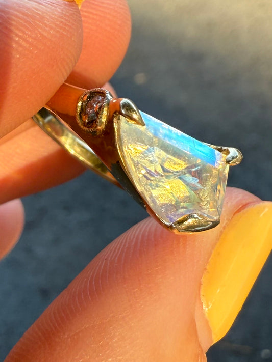 Moonstone Diamond Ring 14K