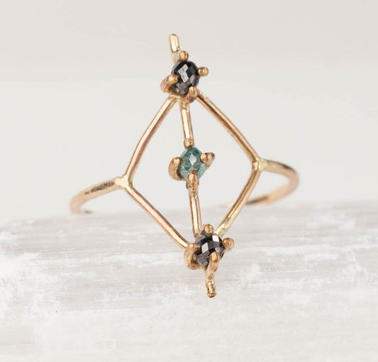 Blue/Black Diamond Estella Ring