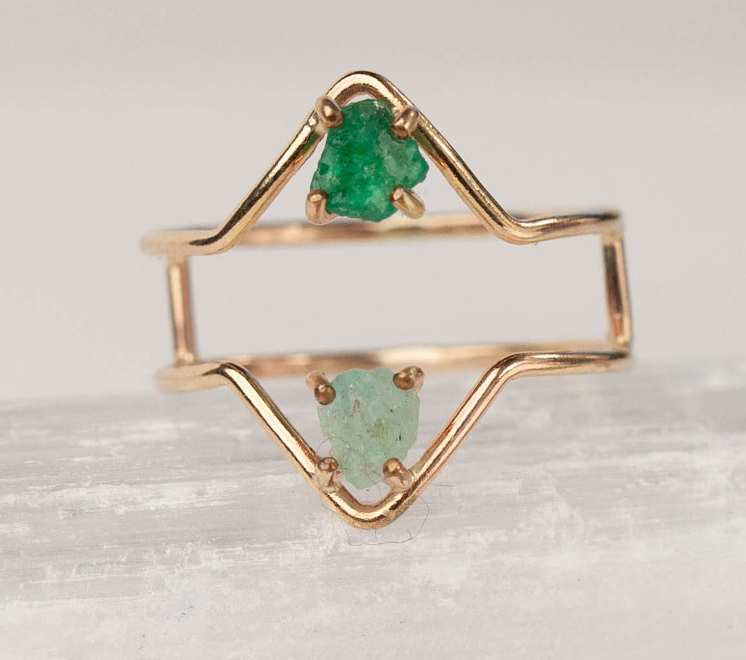 Raw Emerald Polarity Ring