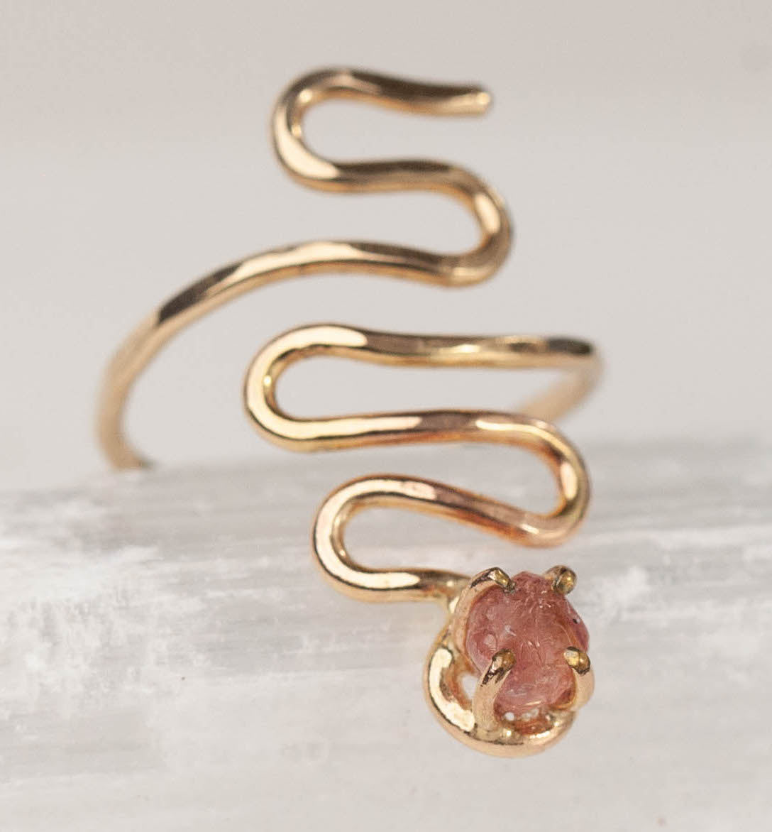 Raw Pink Spinel Nyoka Ring