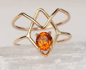 Raw Orange Opal Shiva Ring