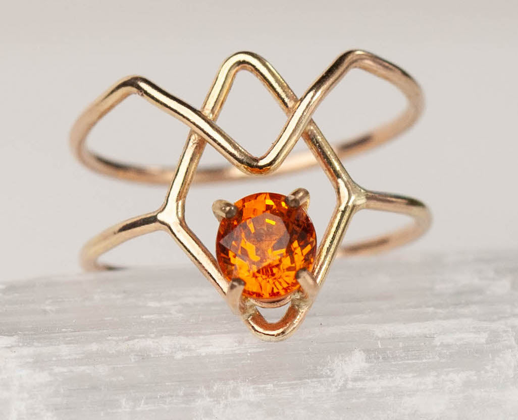 Orange Garnet Shiva Ring