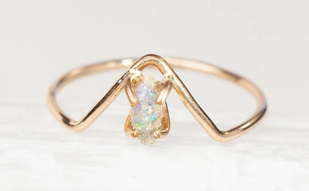 Raw Opal Chevron Ring