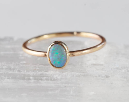 Australian Opal Smooth Band Ring