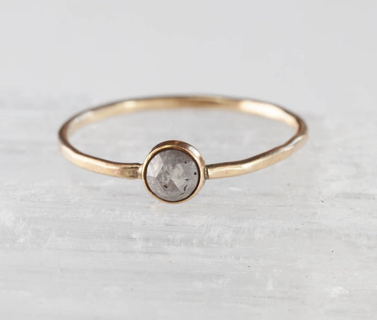 Salt & Pepper Diamond Hammered Band Ring