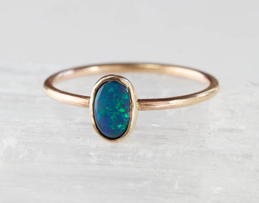 Australian Opal Smooth Band Ring