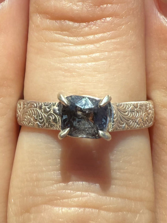 Purple Spinel Vintage Floral Ring