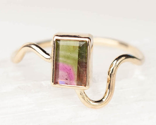 Watermelon Tourmaline Fluere Ring