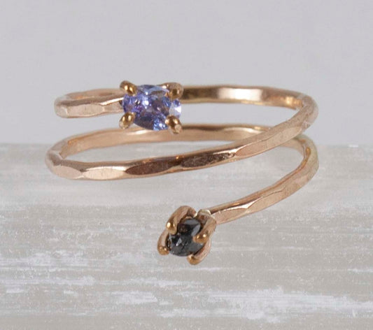 Tanzanite & Black Diamond Lianas Ring