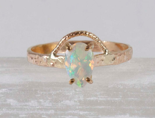 Opal Crosshatch with Swoop Ring