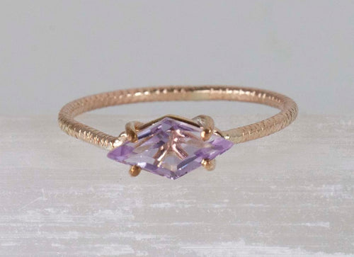 Amethyst Faceted Band Ring