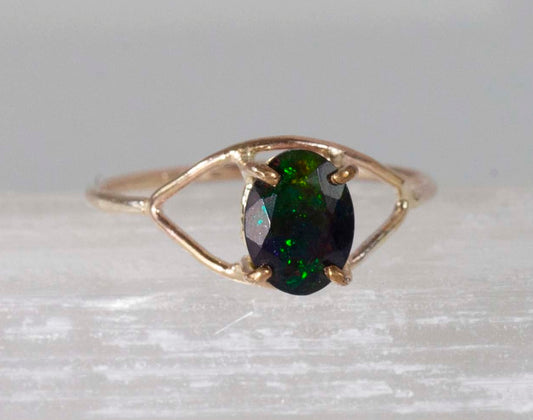 Black Ethiopian Opal Kassia Ring