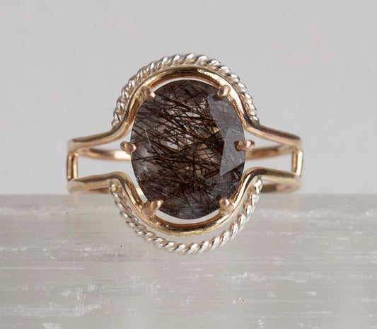 Rutilated Quartz Double Polarity Ring