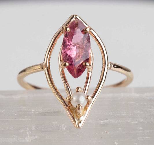 Pink Tourmaline & Pearl Aphrodite Ring