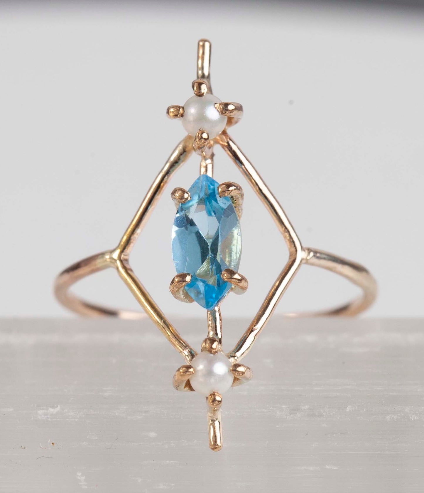 Blue Topaz & Pearl Estella Ring