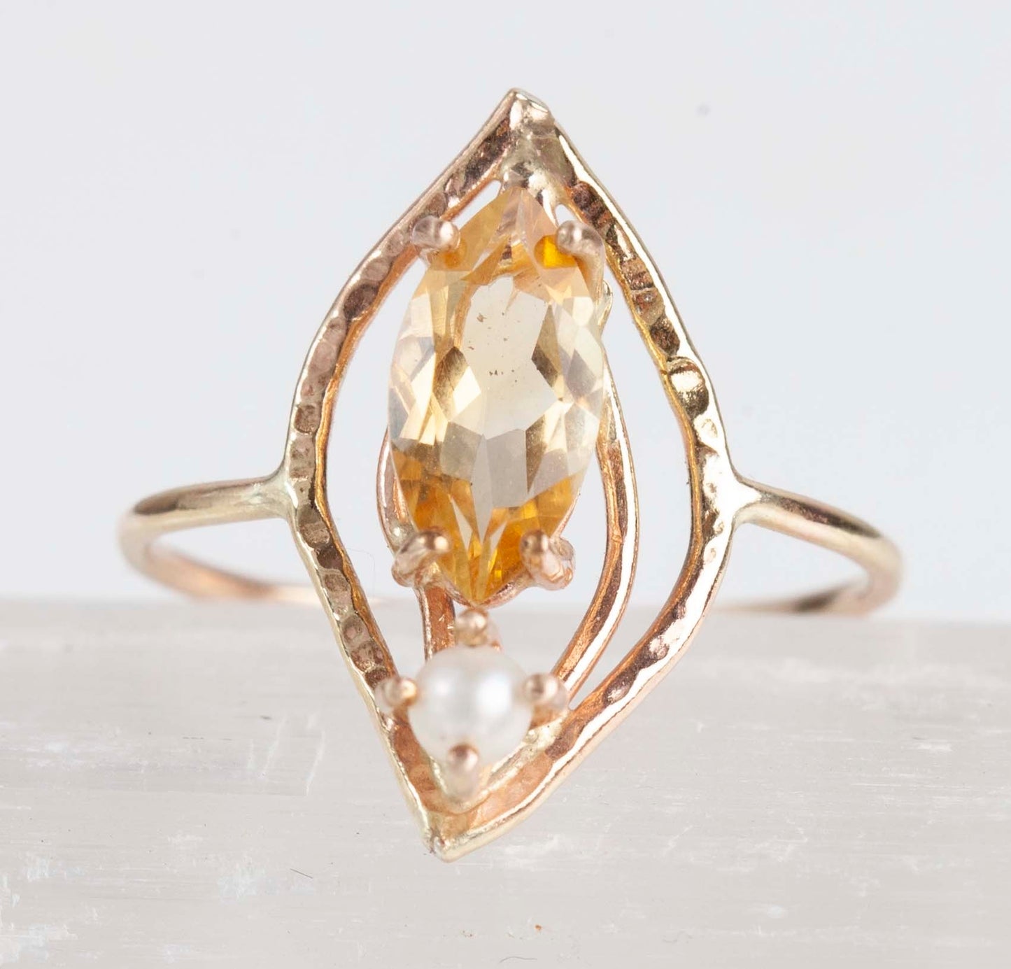 Citrine & Pearl Aphrodite Ring