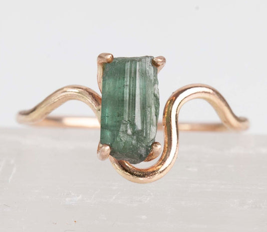 Raw Tourmaline Fluere Ring