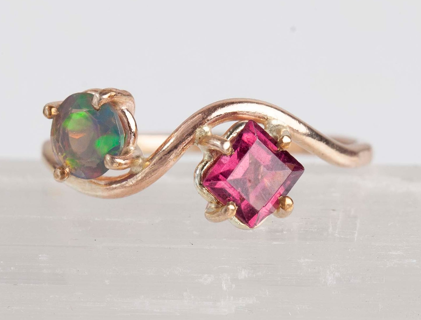 Black Opal & Rose Garnet Arlo Ring