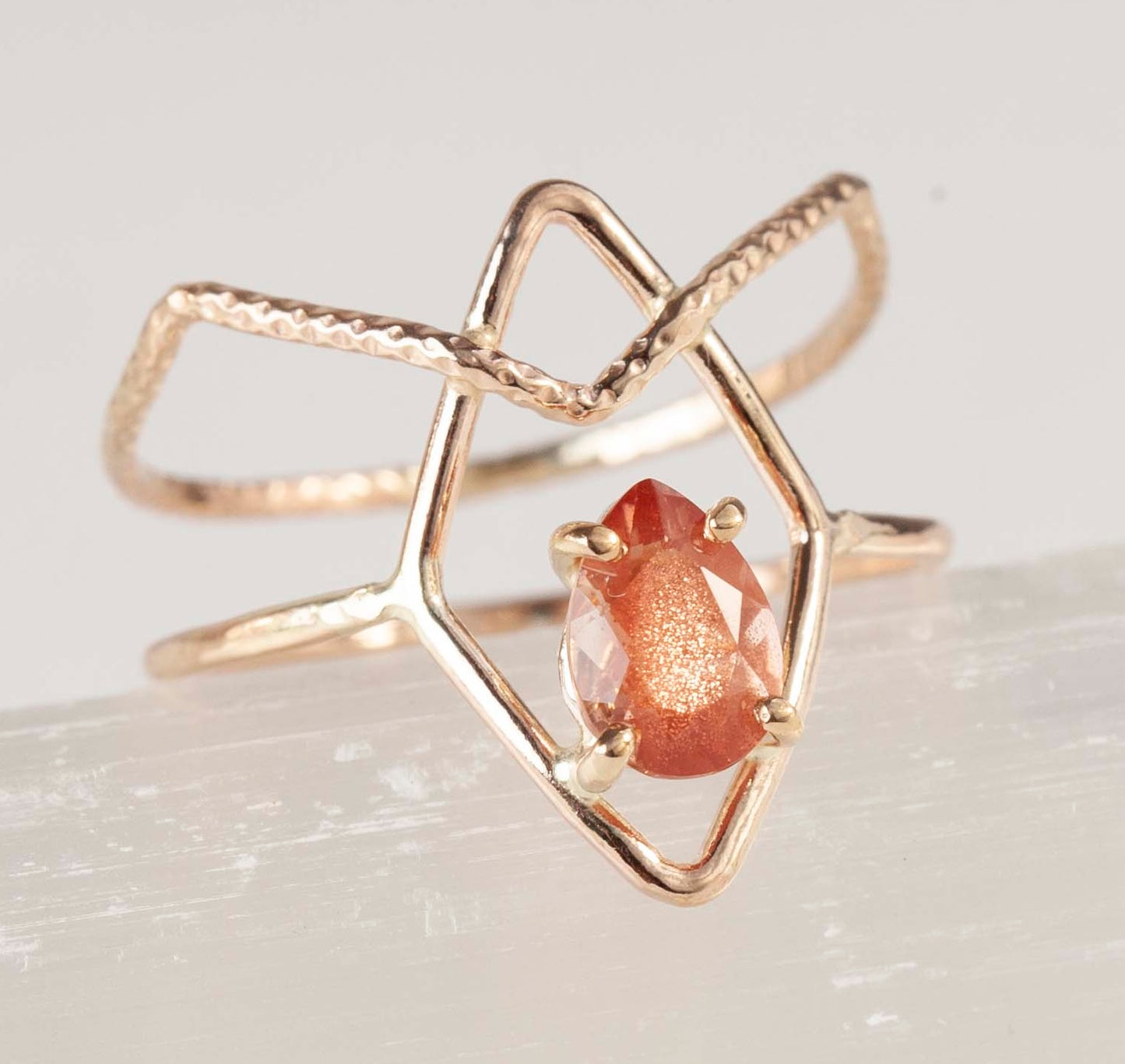 Pink Sunstone Shiva Ring