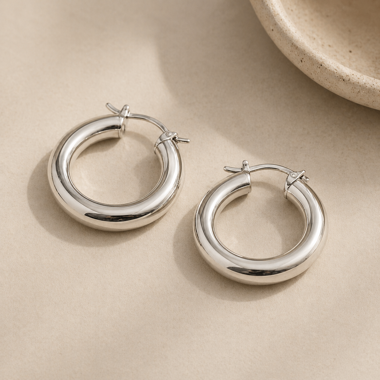 Thick Silver Hoops
