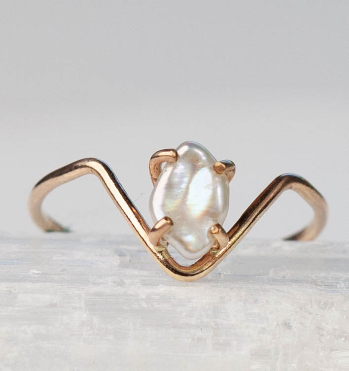 Baroque Pearl Chevron Ring