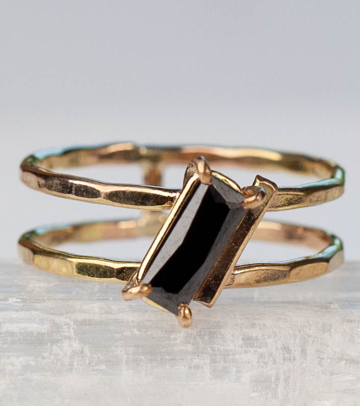 Black Onyx Slanted Bar Ring