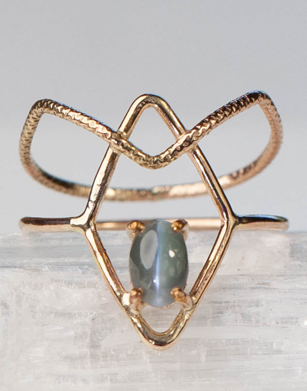 Light Blue Star Sapphire Shiva Ring