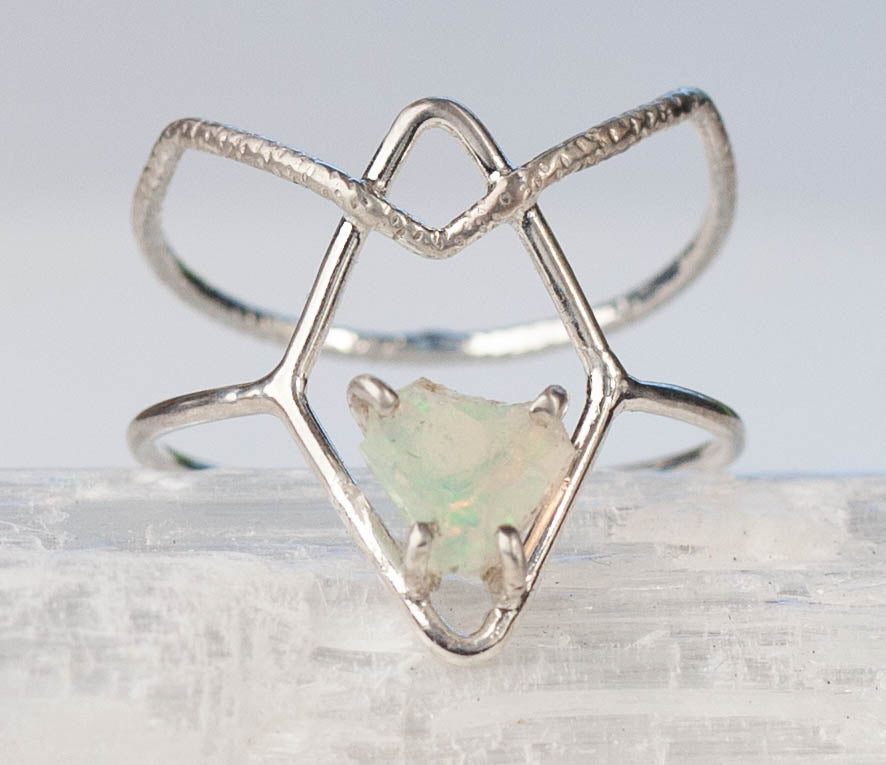 Raw Heart Shaped Opal Shiva Ring