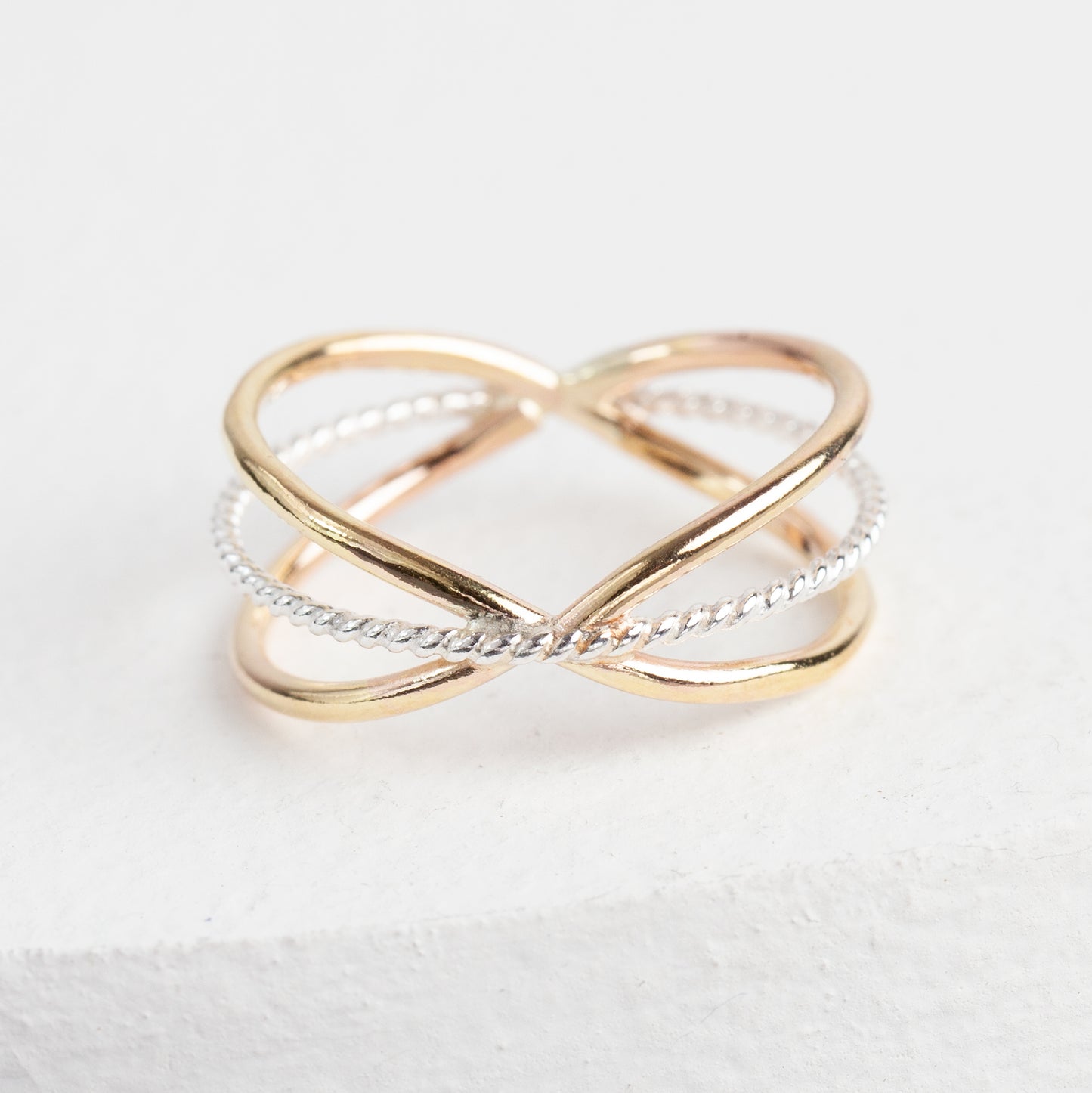 Criss-Cross Ring (Hammered)