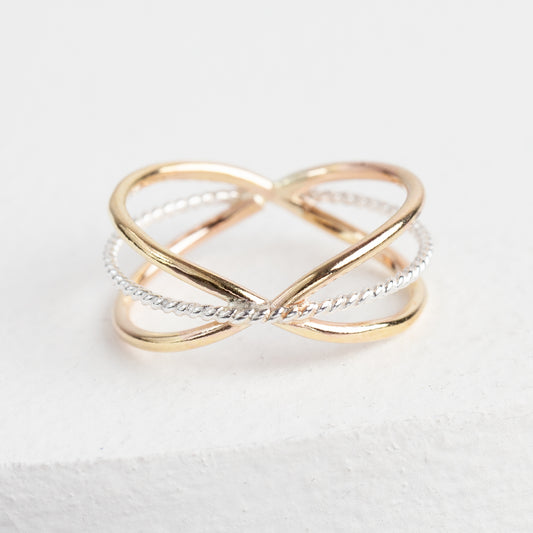 Criss-Cross Ring (Hammered)