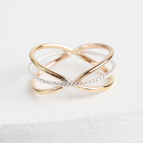 Criss-Cross Ring (Hammered)