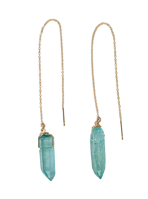 Fae Earrings - Aqua Aura Quartz