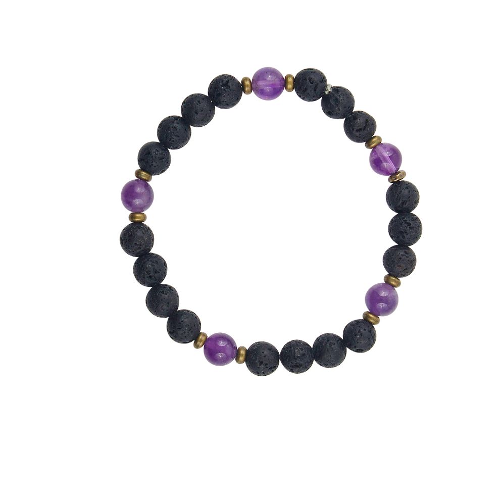 Amethyst & Volcanic Rock Bracelet