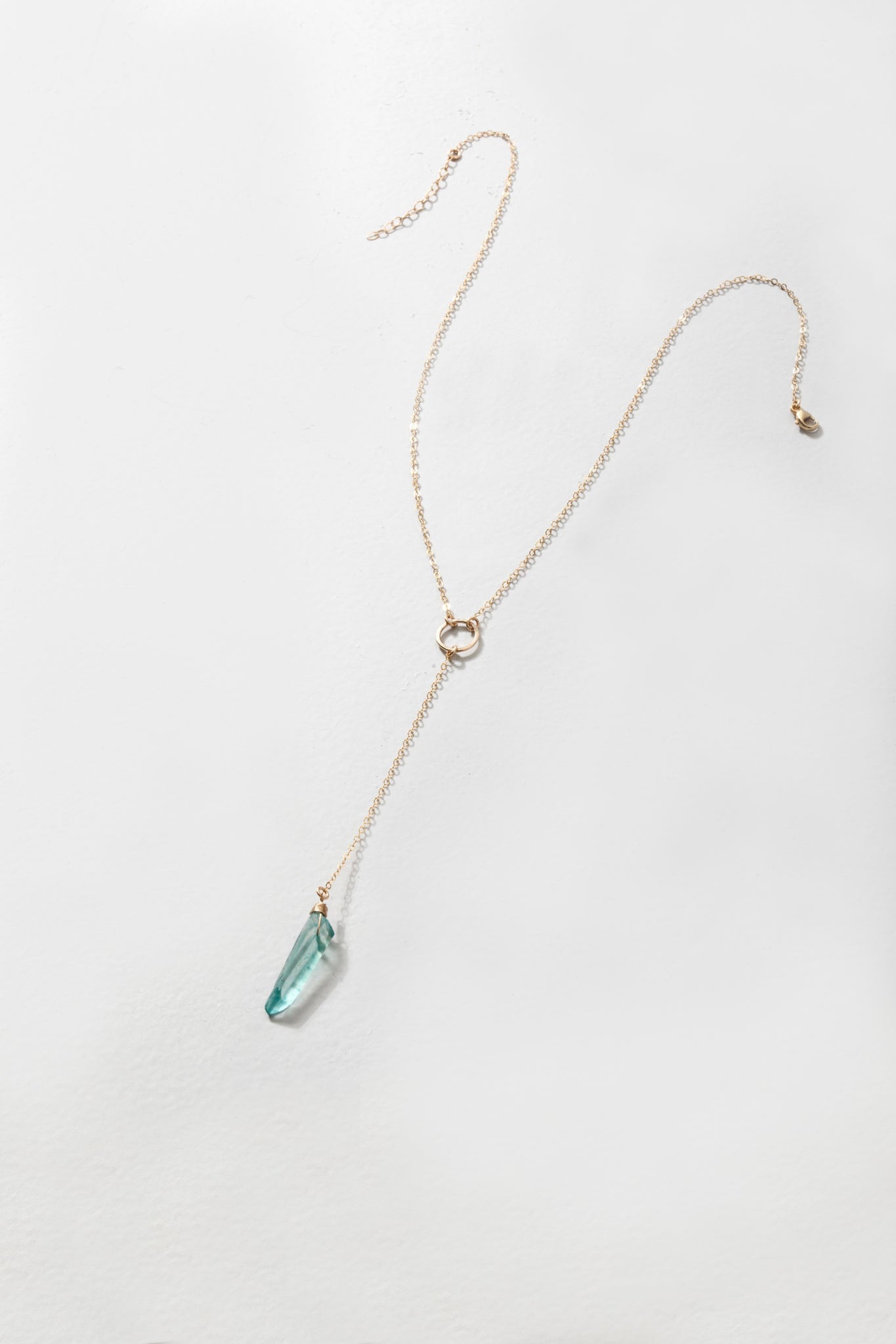 AQUA AURA QUARTZ Crystal Pendant on Rubber Cord Necklace