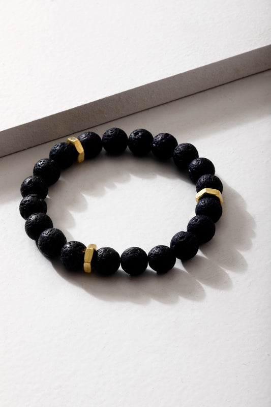 Brass Nuts Volcanic Rock Bracelet