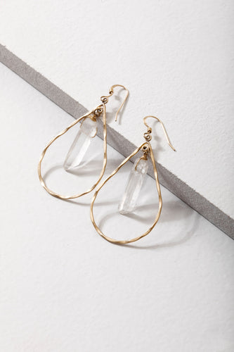 Crystal Hoop Earrings - Clear Quartz