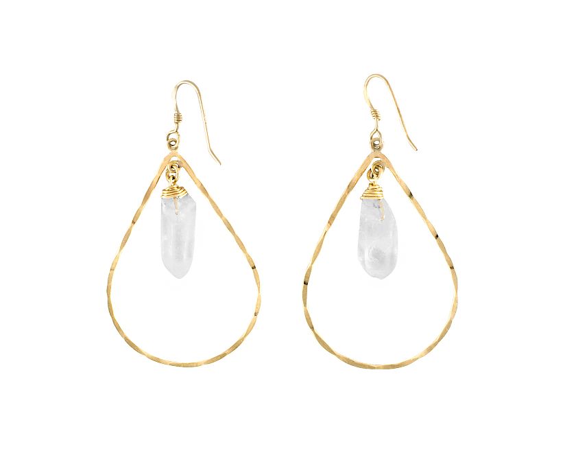 Crystal Hoop Earrings - Clear Quartz