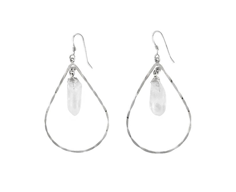 Crystal Hoop Earrings - Clear Quartz